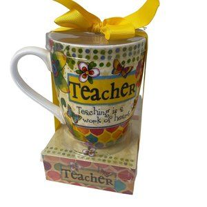 DIVINITY BOUTIQUE Teacher Mug Note Set Teaching is a Work of Heart 3.5 x 4.5 x 2